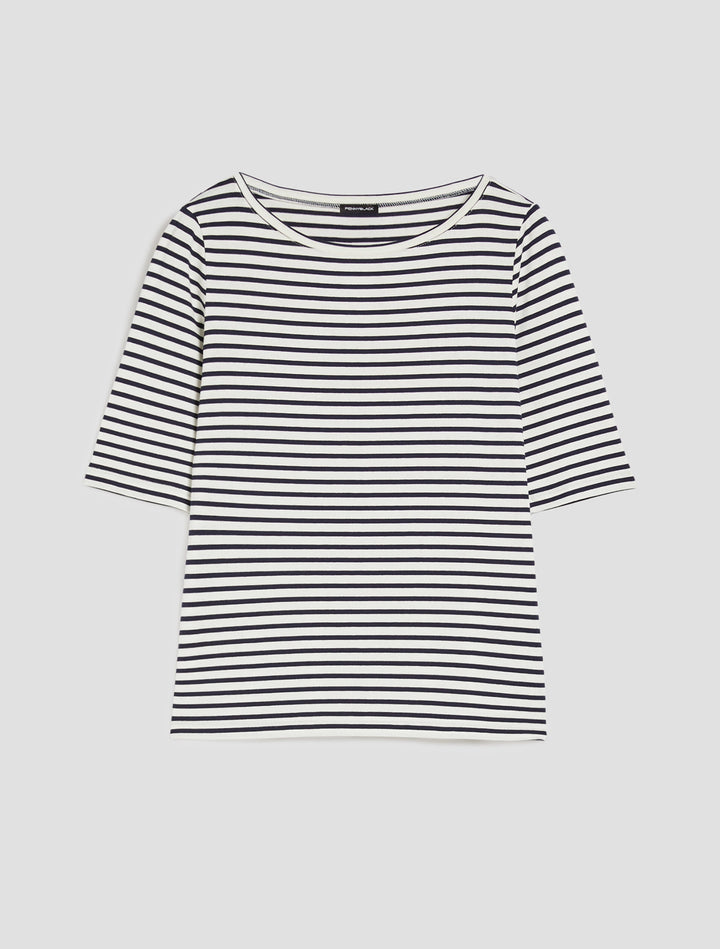 PennyBlack Boat Neck T-shirt in Navy/White – lifestyle view