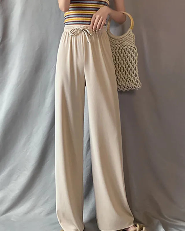 Pantalones de cintura alta y pierna ancha «Never: Albaricoque