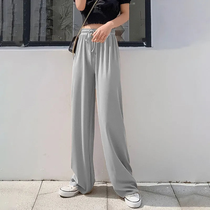 Pantalones de cintura alta y pierna ancha «Never Needy»: Gris