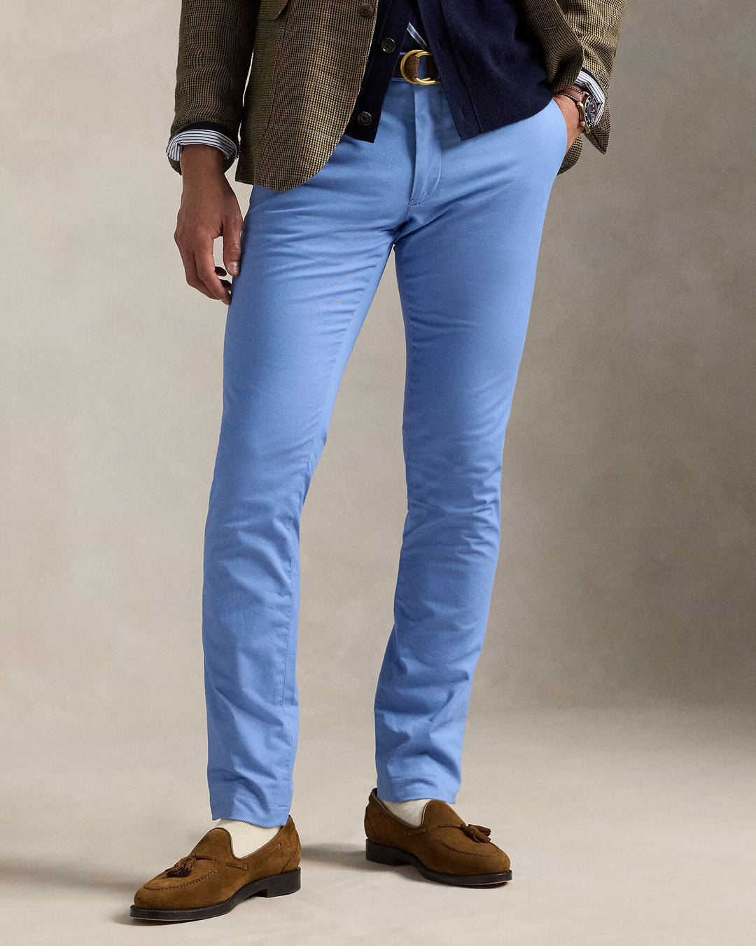 Pantalon chino Greenwich ajusté et extensible Ralph: Bleu ciel