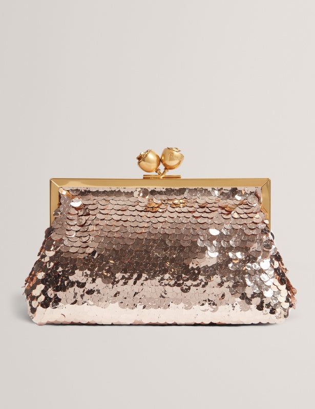 Pochette con paillettes e dettagli rosa di Ted Baker: Oro rosa