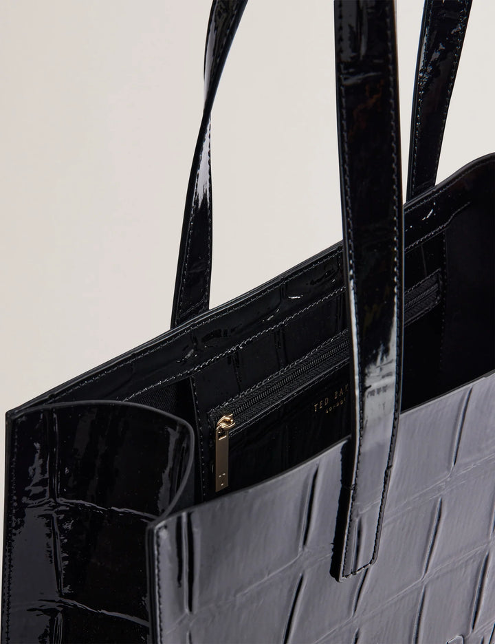 Borsa Icon di Ted Baker con texture in pelle di: Nero corvino – vista alternativa