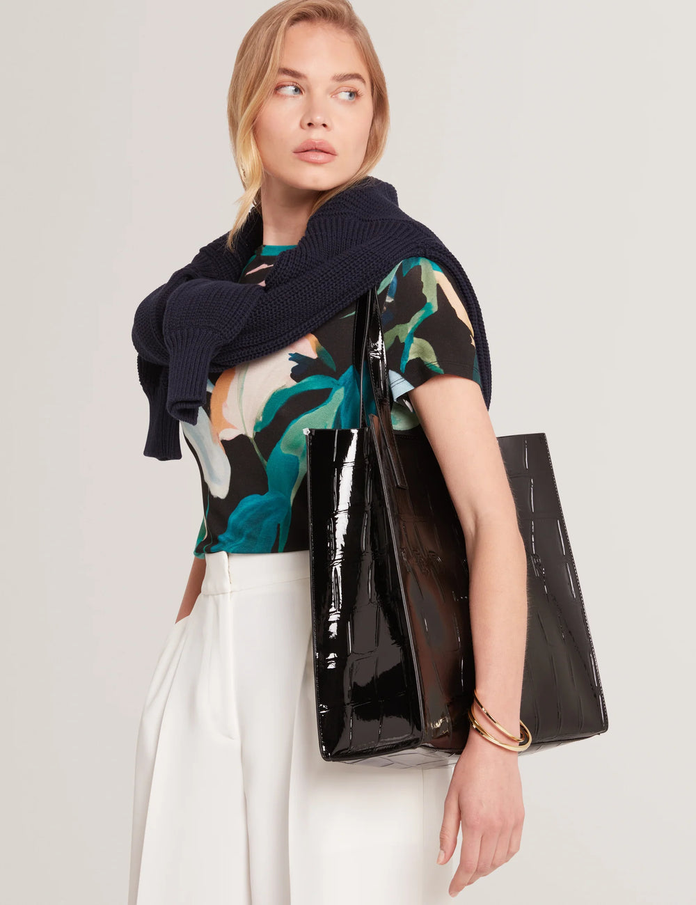 Borsa Icon di Ted Baker con texture in pelle di: Nero corvino – vista alternativa
