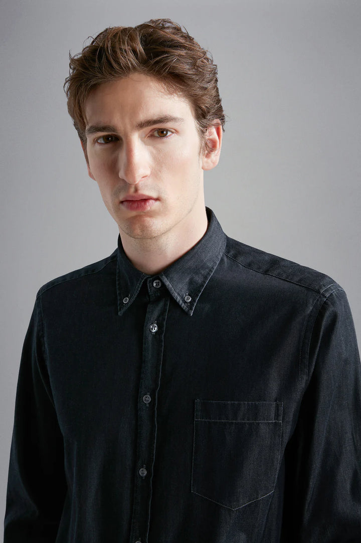 Πουκάμισο Paul &amp; Shark από βαμβάκι Giza X-Soft Light Denim: Μαύρο – εναλλακτική όψη