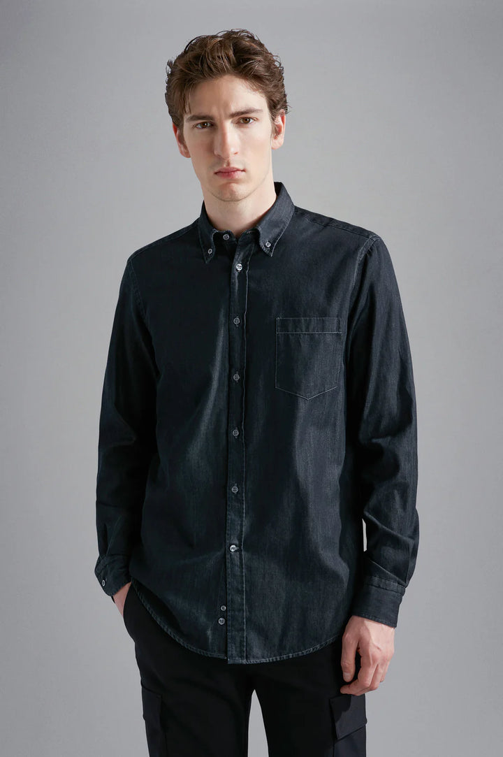 Πουκάμισο Paul &amp; Shark από βαμβάκι Giza X-Soft Light Denim: Μαύρο
