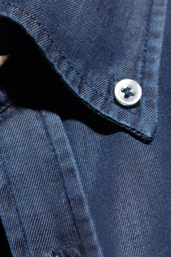 Camicia in denim leggero X-Soft in cotone Giza di Paul &amp; Shark: Blu navy – vista alternativa