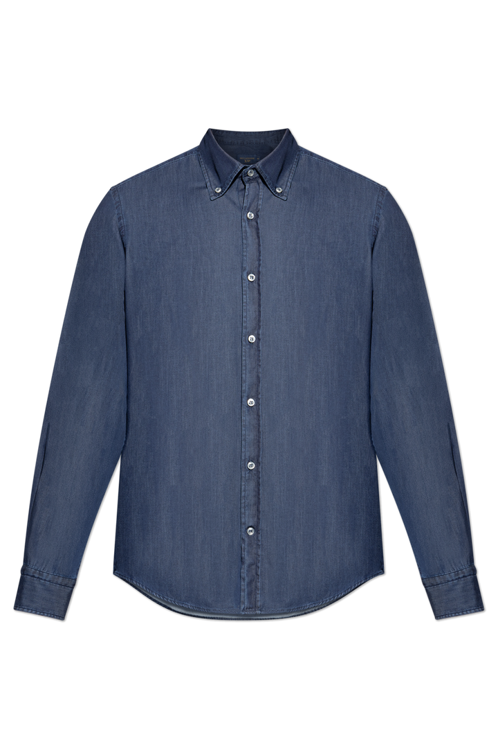 Camicia in denim leggero X-Soft in cotone Giza di Paul &amp; Shark: Blu navy – vista alternativa