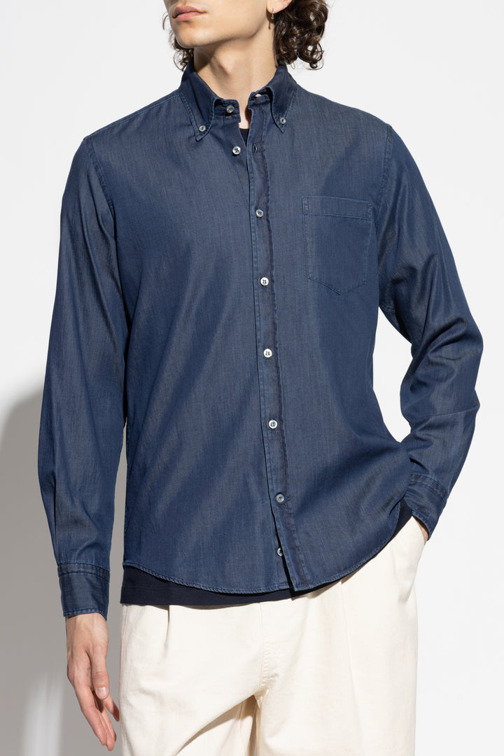 Camicia in denim leggero X-Soft in cotone Giza di Paul &amp; Shark: Blu navy – vista prodotto