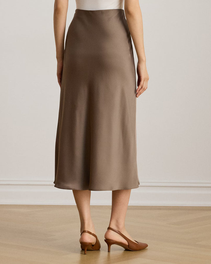 Lauren Ralph Lauren Midirock aus Satin-Charmeuse: Taupe-Braun – alternative Ansicht