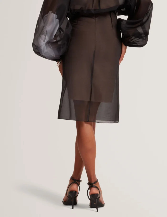 Gonna midi con sovrapposizione in organza stampata Ted Baker Vieva – vista alternativa