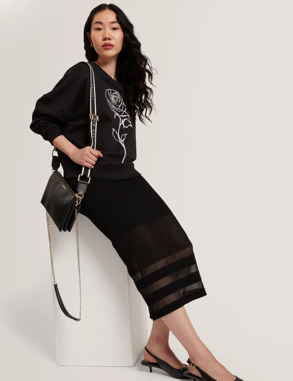 Gonna a tubino in maglia Ted Baker Cairie con inserti invisibili – vista alternativa
