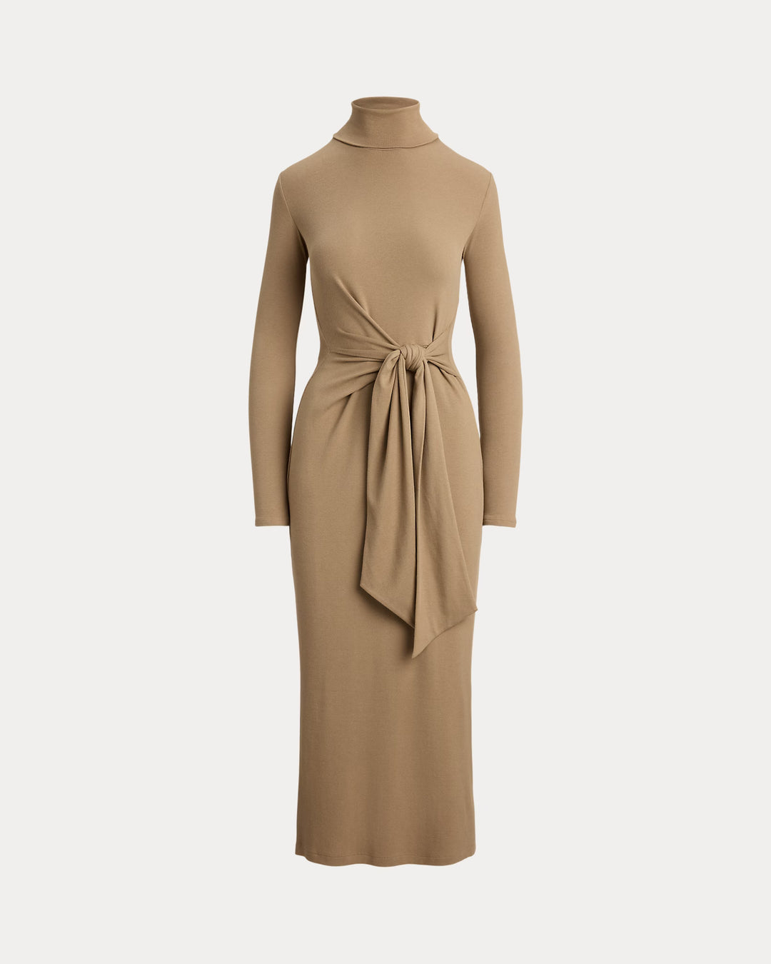 Robe à col roulé et nouée sur le devant Lauren Ralph Lauren: Camel – vue en situation