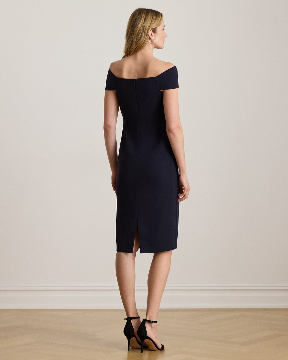 Robe de cocktail en crêpe à encolure croisée Lauren: Lighthouse Navy – autre vue