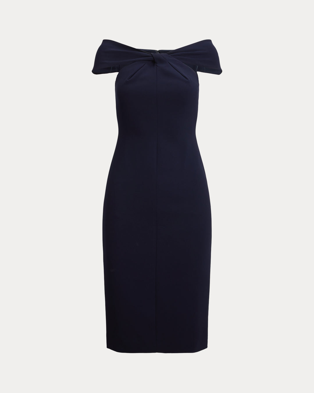 Robe de cocktail en crêpe à encolure croisée Lauren: Lighthouse Navy – vue en situation