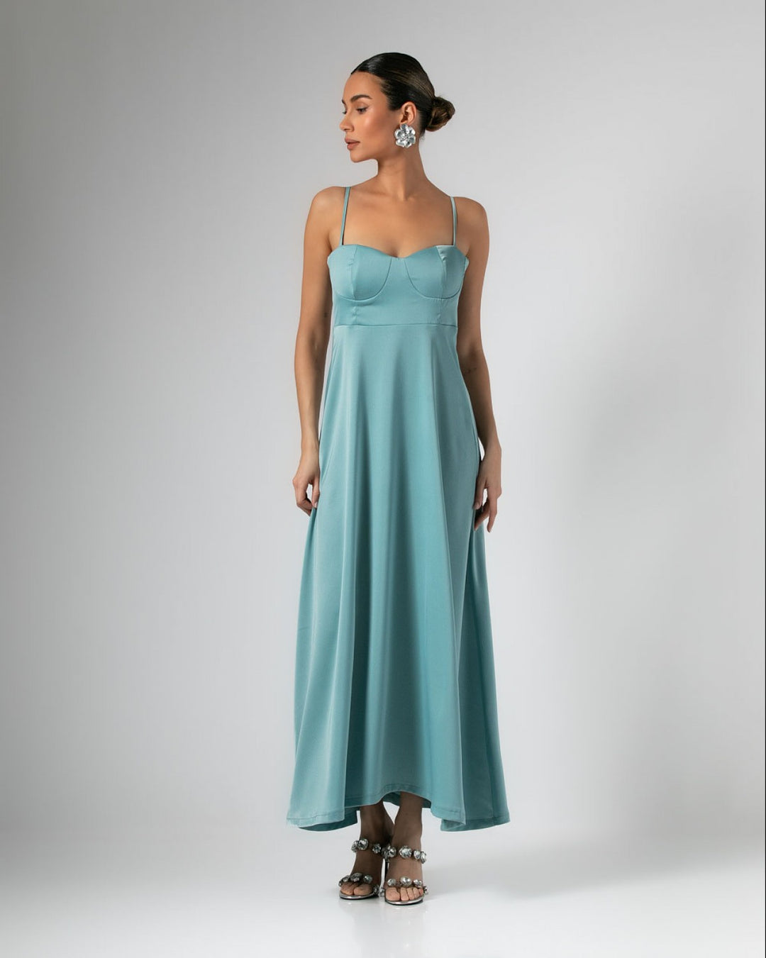 Vestido largo de satén «Never Needy»: Light Mint