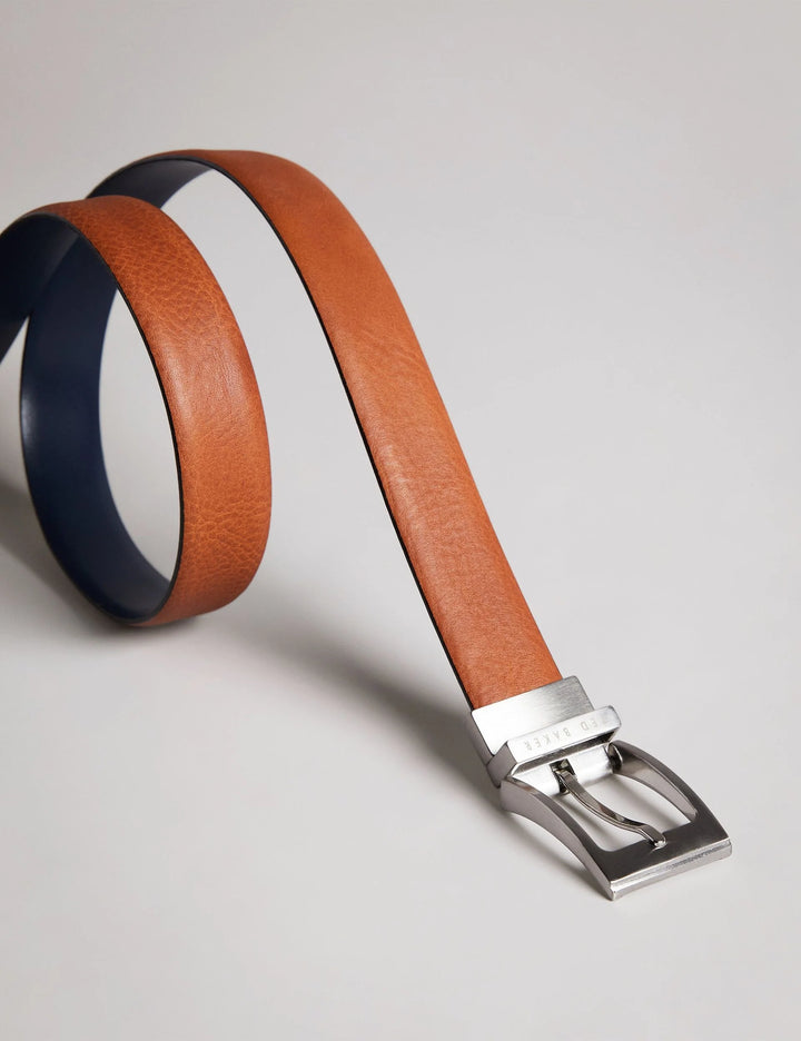 Ted Baker Karmer Wende-Gürtel aus poliertem Leder: Hellbraun/Blau – alternative Ansicht