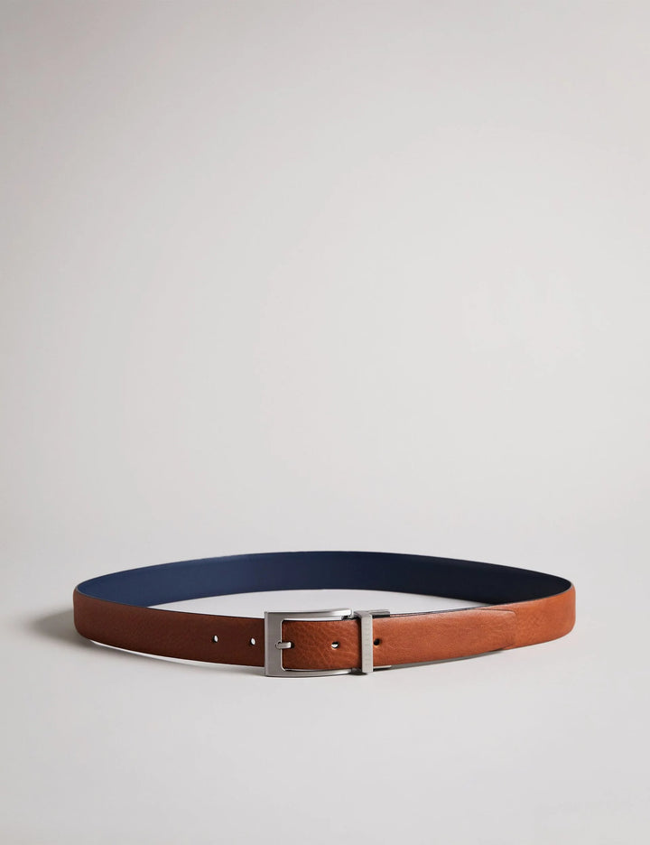 Ted Baker Karmer Wende-Gürtel aus poliertem Leder: Hellbraun/Blau