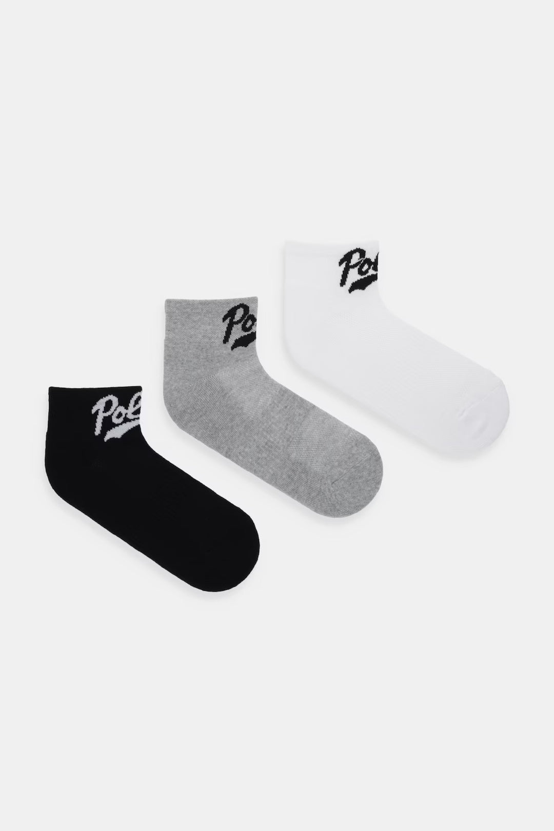 Ralph Lauren 女士短袜 3双装，白色/灰色/黑色