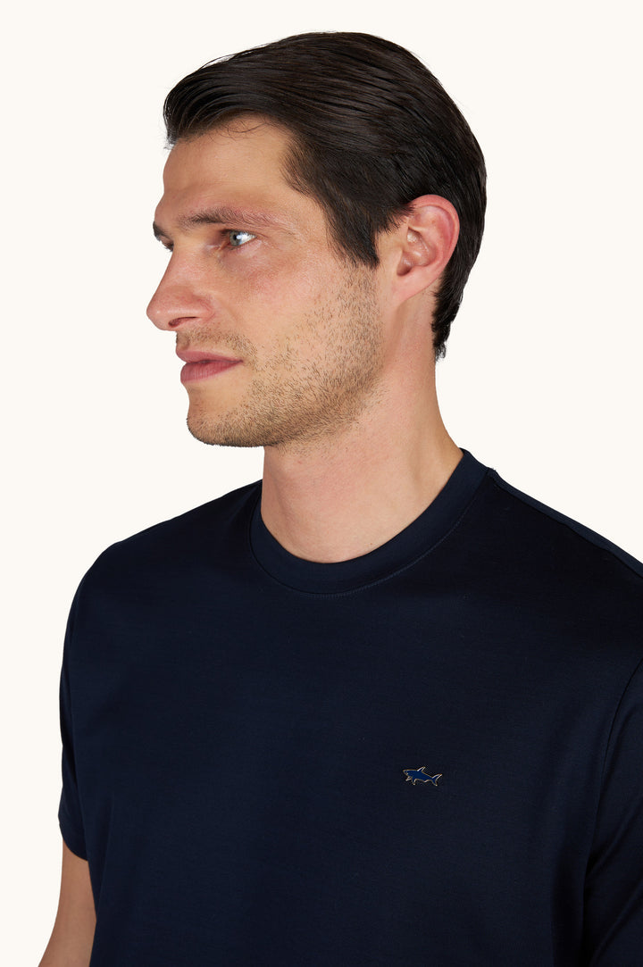 T-shirt en jersey de coton doublement mercerisé Paul &amp; Shark | Bleu marine