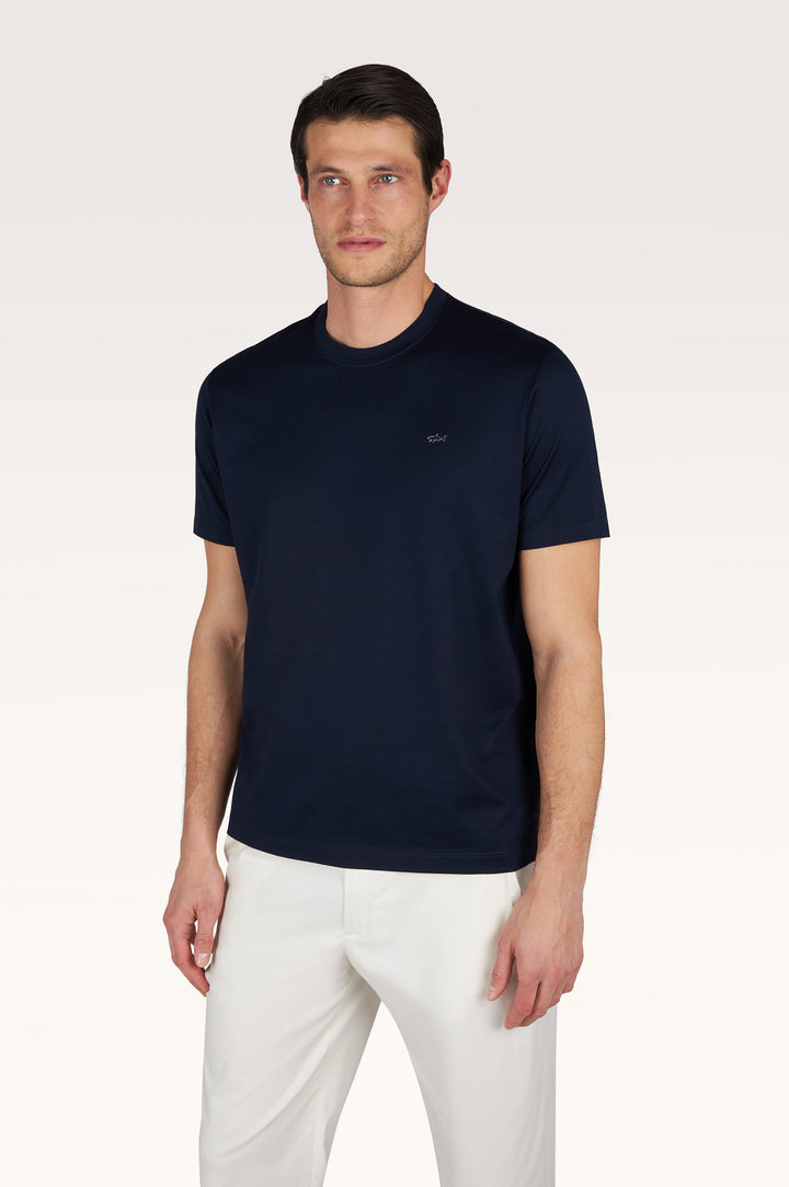 T-shirt en jersey de coton doublement mercerisé Paul &amp; Shark | Bleu marine