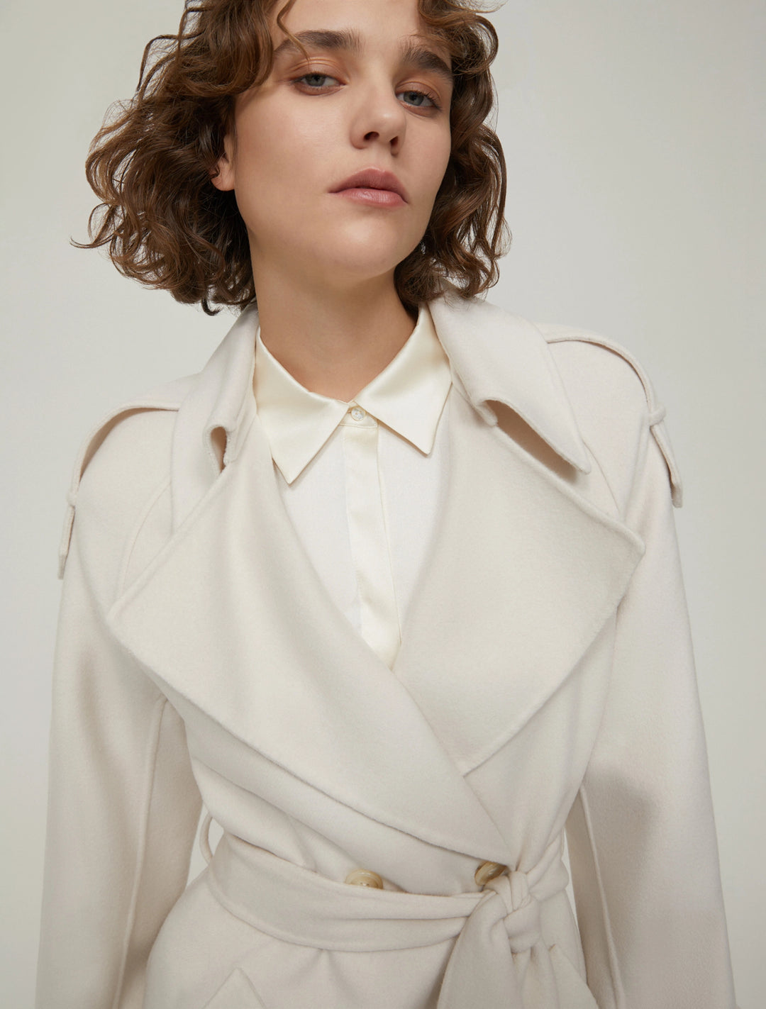 Manteau PennyBlack Zen en laine mélangée à double tissage: Ivoire – autre vue