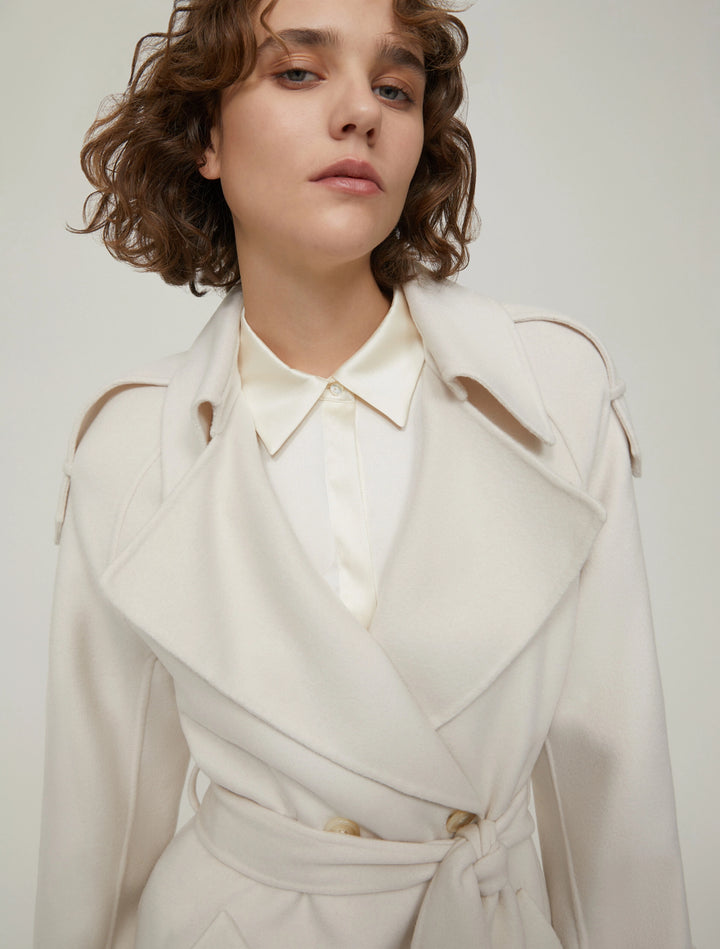 Manteau PennyBlack Zen en laine mélangée à double tissage: Ivoire – autre vue