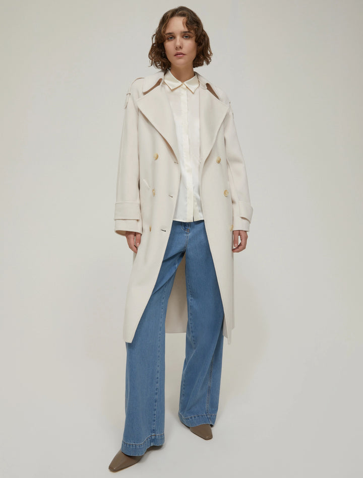 Manteau PennyBlack Zen en laine mélangée à double tissage: Ivoire – autre vue