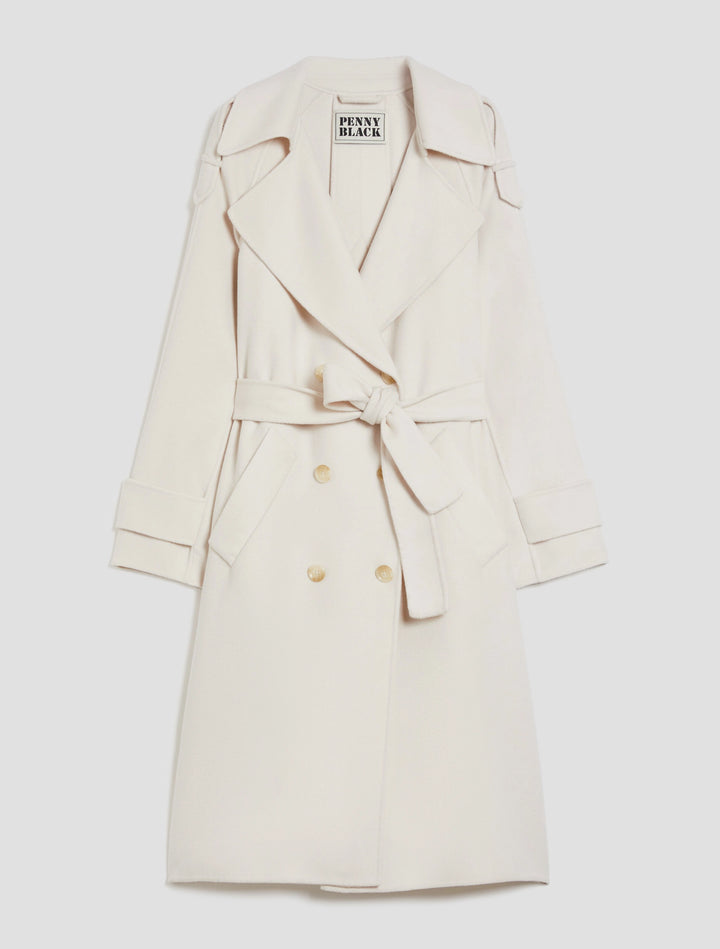 Manteau PennyBlack Zen en laine mélangée à double tissage: Ivoire – autre vue