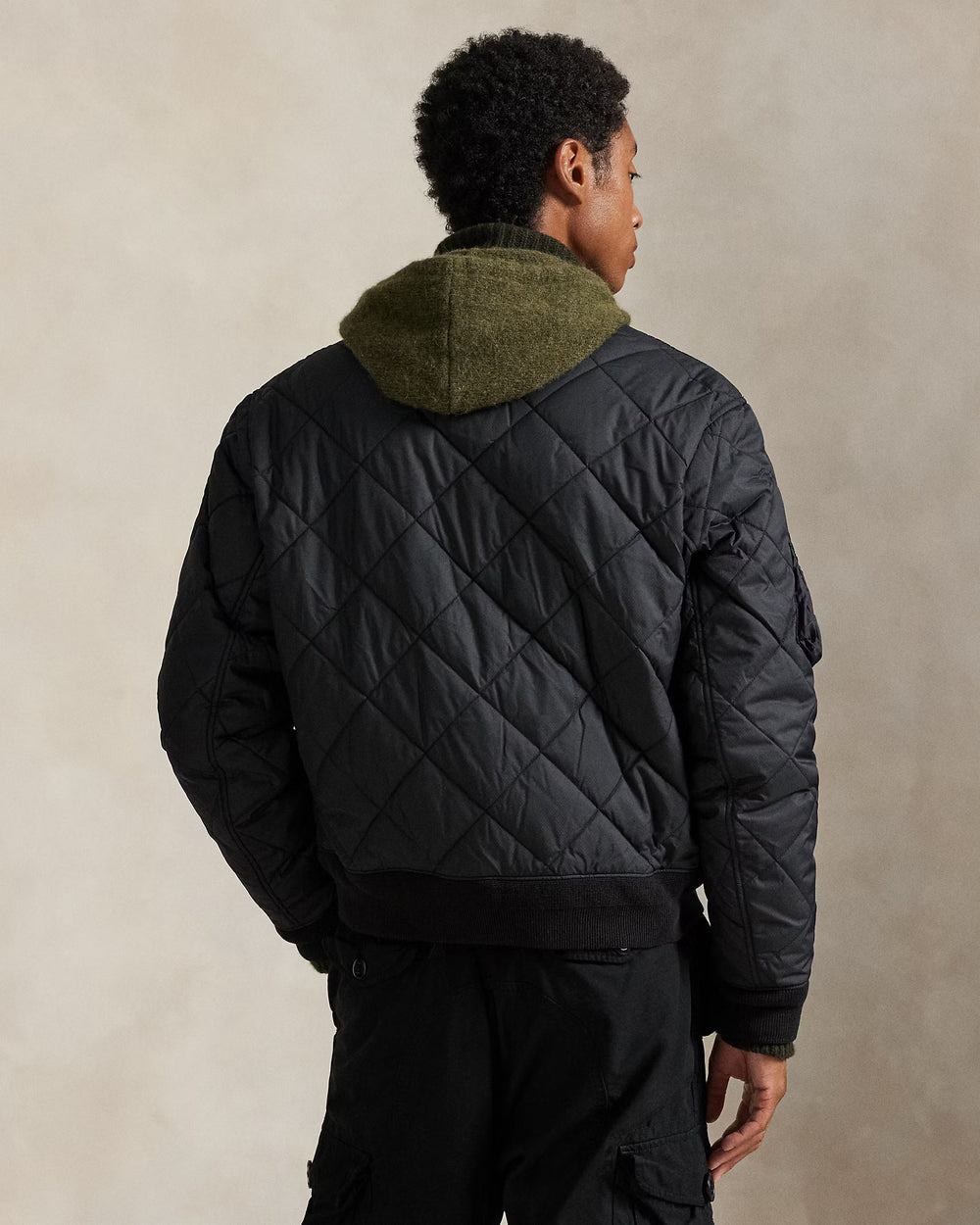 Ralph Lauren men's Quilted Jacquard Bomber Jacket in Black – alternate view