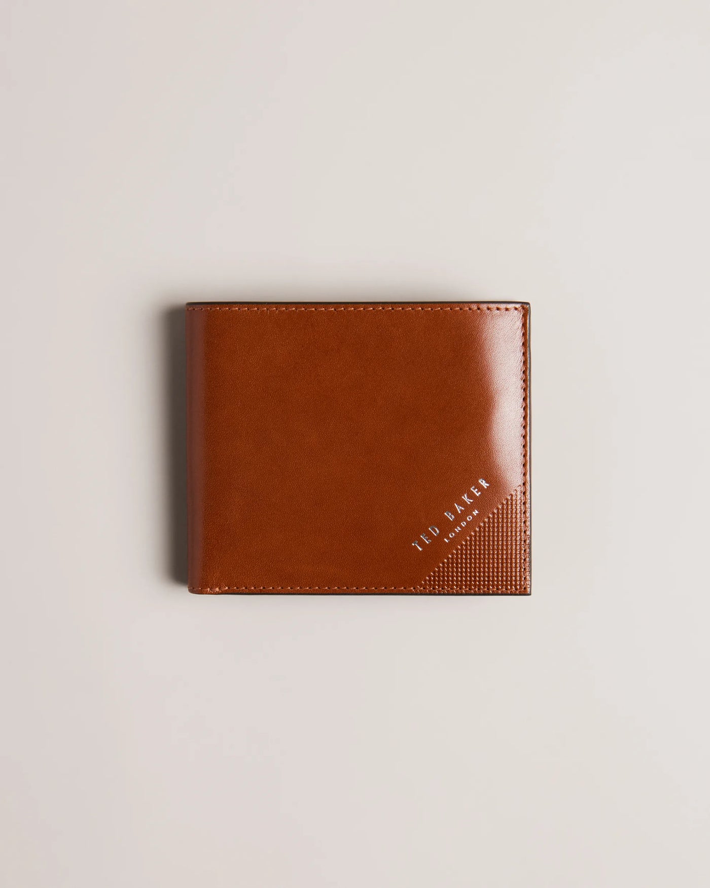 Ted Baker Prugs Embossed Corner Leather Bifold Coin Wallet | Tan