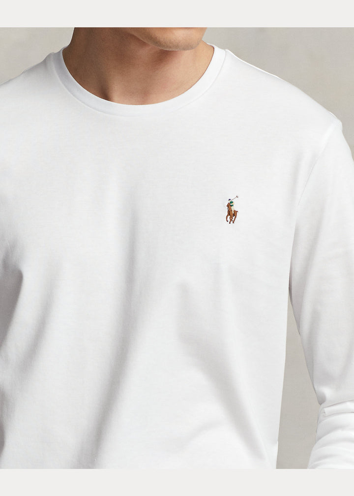 Ralph Lauren Custom T-shirt με στενή γραμμή από μαλακό βαμβακερό ύφασμα Interlock: Λευκό – εναλλακτική όψη