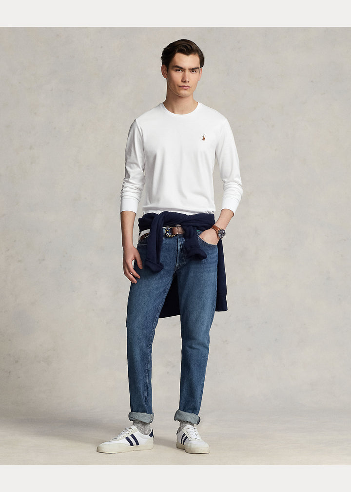 Ralph Lauren Custom T-shirt με στενή γραμμή από μαλακό βαμβακερό ύφασμα Interlock: Λευκό – εναλλακτική όψη
