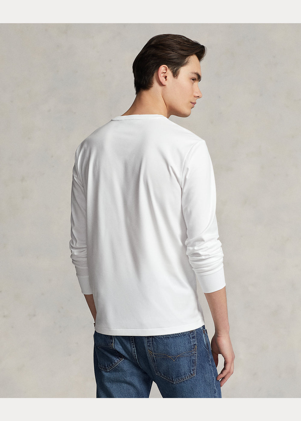 Ralph Lauren Custom T-shirt με στενή γραμμή από μαλακό βαμβακερό ύφασμα Interlock: Λευκό – εναλλακτική όψη