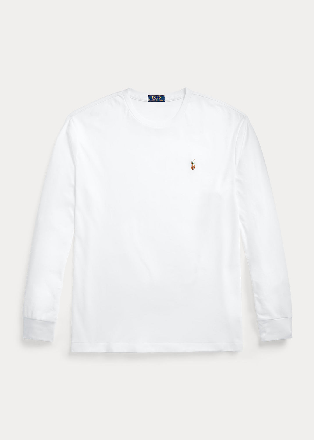 Ralph Lauren Custom T-shirt με στενή γραμμή από μαλακό βαμβακερό ύφασμα Interlock: Λευκό – lifestyle προβολή