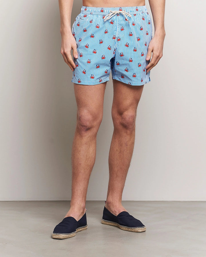 MC2 Saint Barth Lighting Micro Crabs Stripe Swimshorts | Light Blue