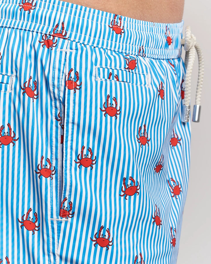 MC2 Saint Barth Lighting Micro Crabs Stripe Swimshorts | Light Blue