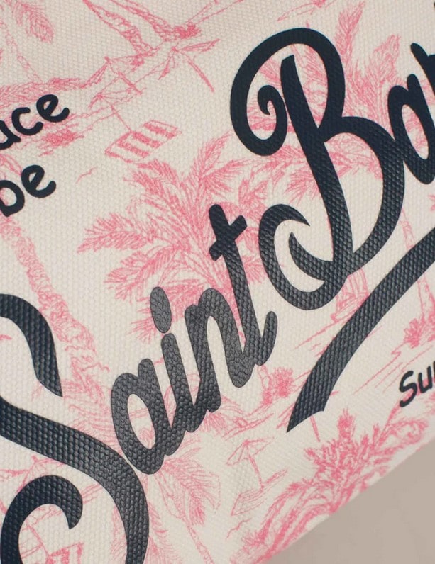 MC2 Saint Barth Vanity Cotton Canvas Tote Bag | Pink/White