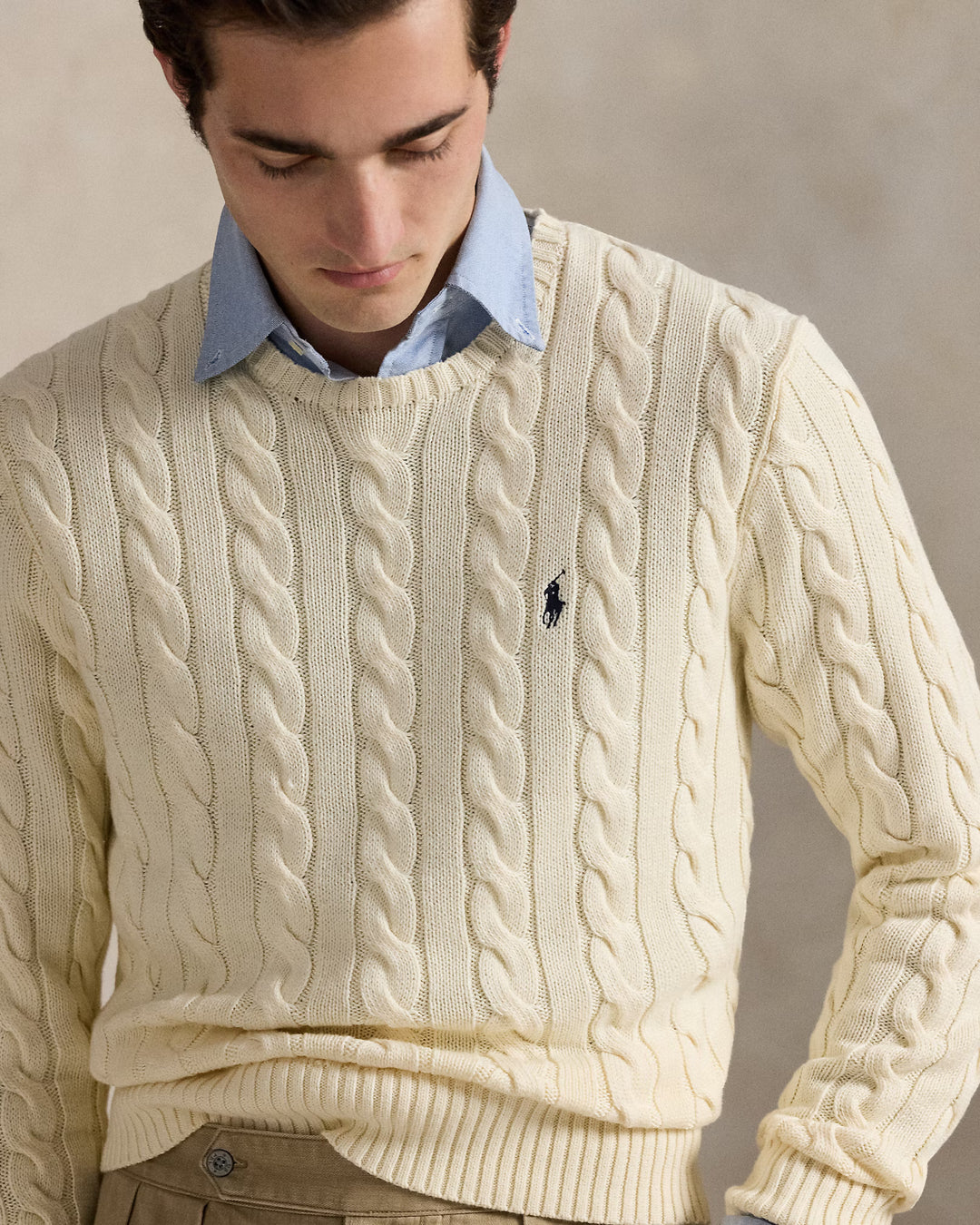 Jersey de algodón con punto trenzado de Ralph Lauren: Color crema – vista alternativa