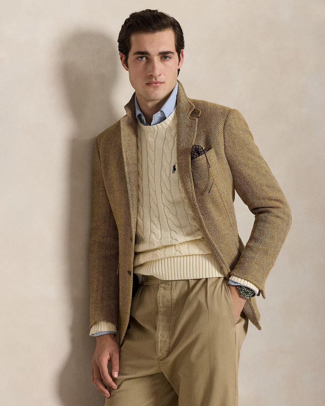 Jersey de algodón con punto trenzado de Ralph Lauren: Color crema – vista alternativa