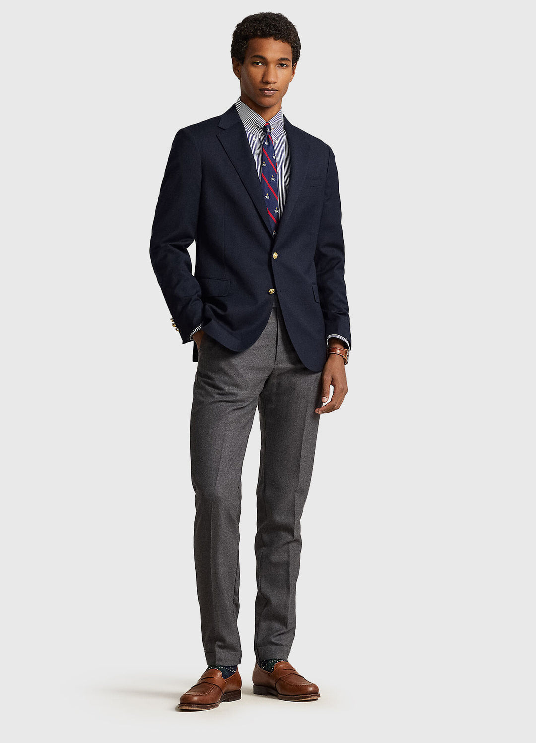 Veste en gabardine de laine à simple boutonnage Ralph: Bleu marine – autre vue