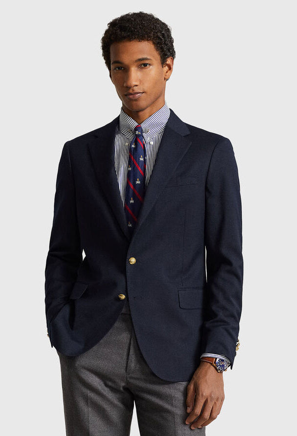 Veste en gabardine de laine à simple boutonnage Ralph: Bleu marine