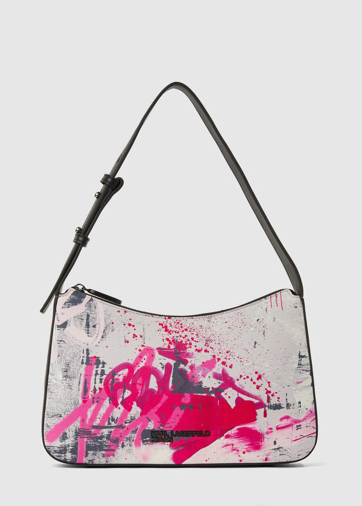 Bolso de hombro con estampado de grafitis de Karl: Painters Pink