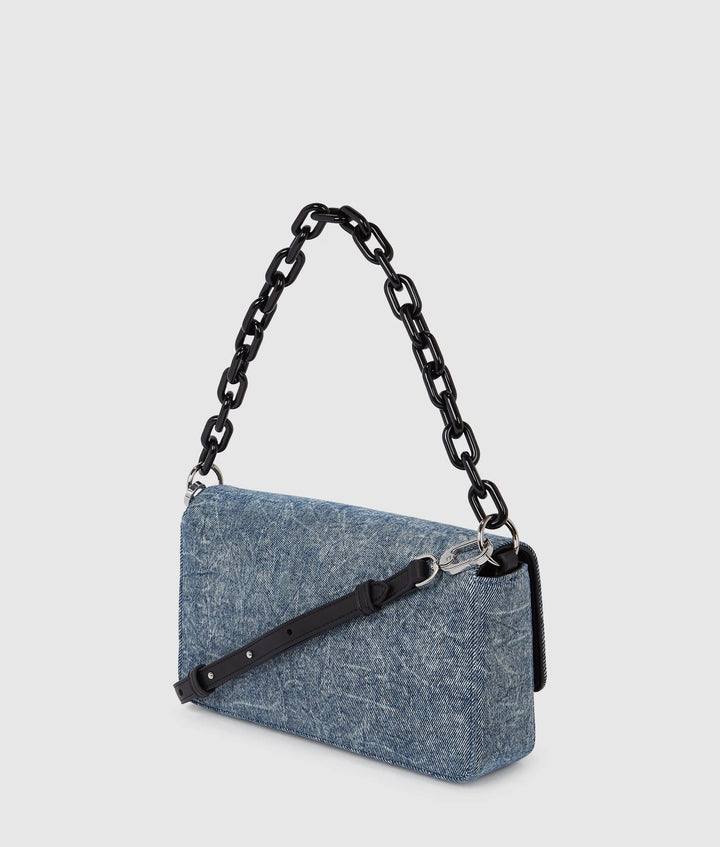Borsa con manici superiori e catena in denim Karl: Denim slavato – vista alternativa