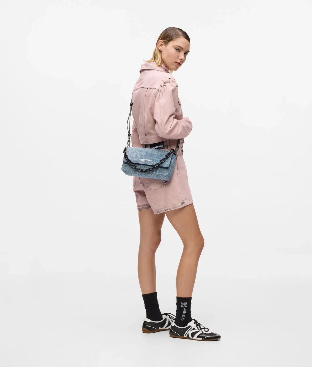Borsa con manici superiori e catena in denim Karl: Denim slavato – vista alternativa