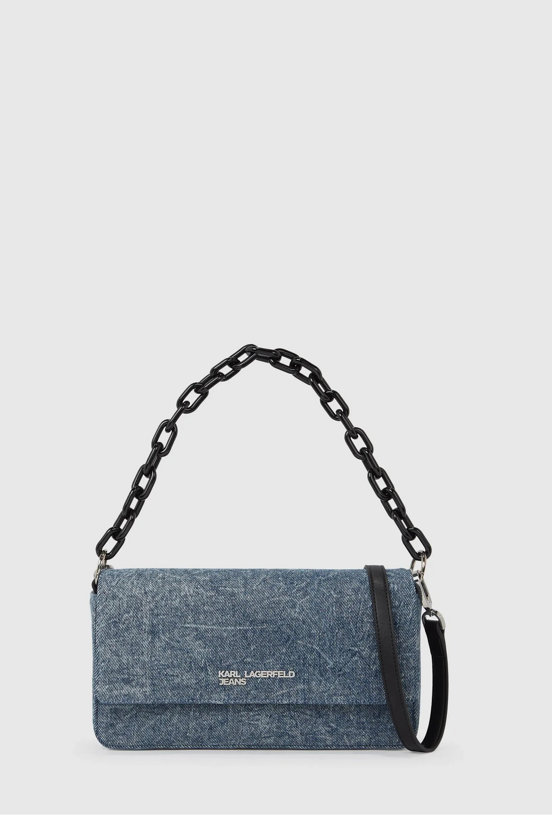Borsa con manici superiori e catena in denim Karl: Denim slavato