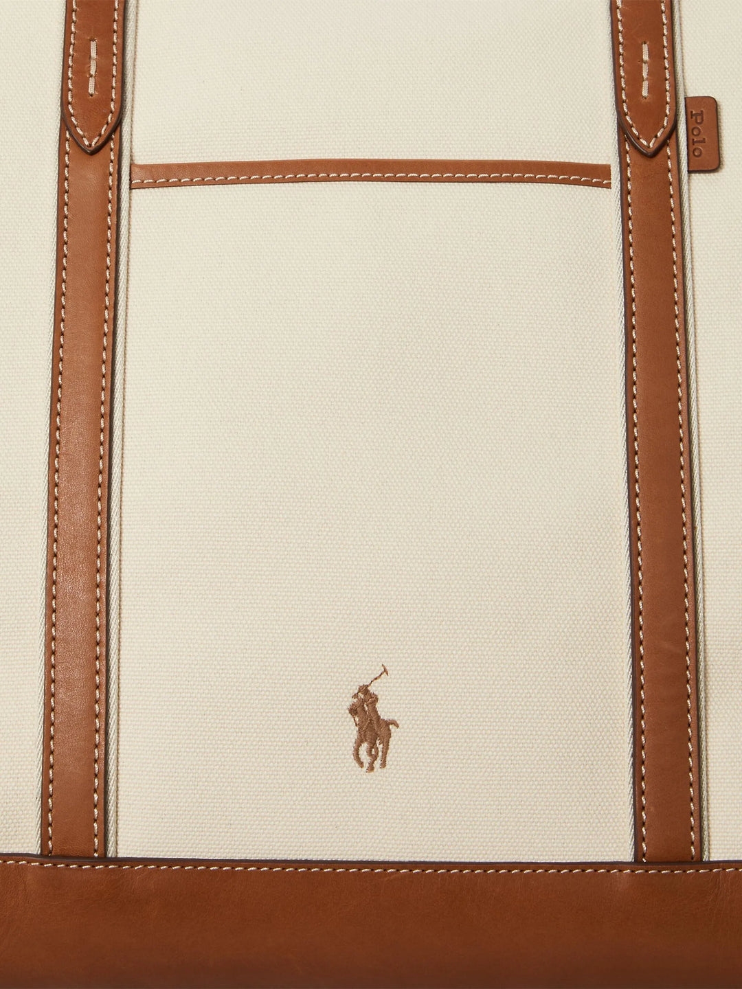 Ralph Lauren Bellport Leather-trimmed Canvas Tote Bag in Ecru/Cuoio – alternate view