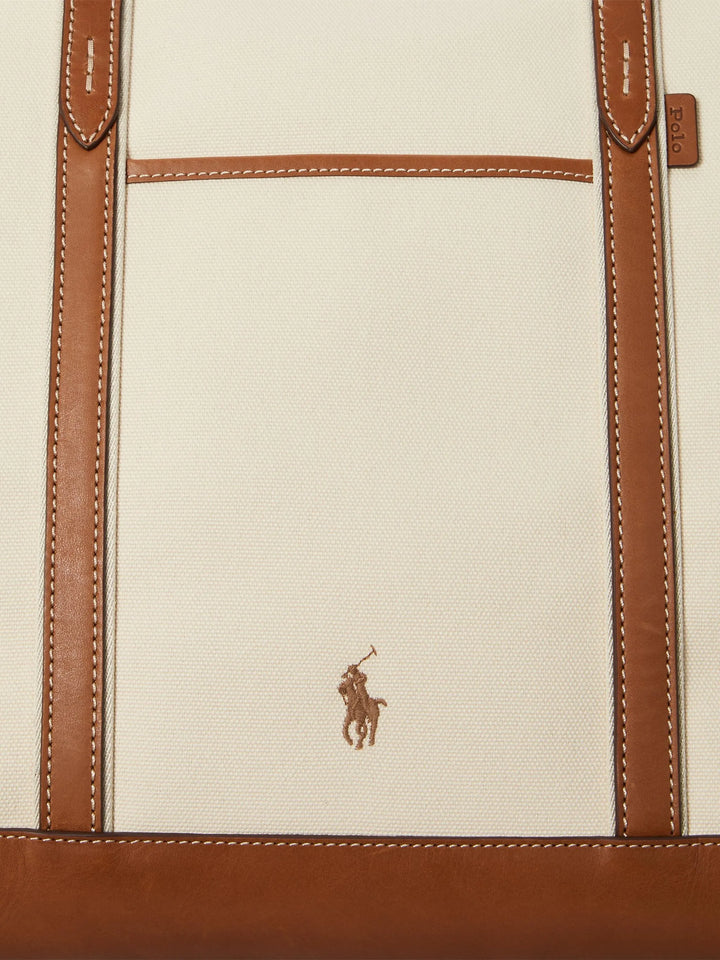 Ralph Lauren Bellport Leather-trimmed Canvas Tote Bag in Ecru/Cuoio – alternate view