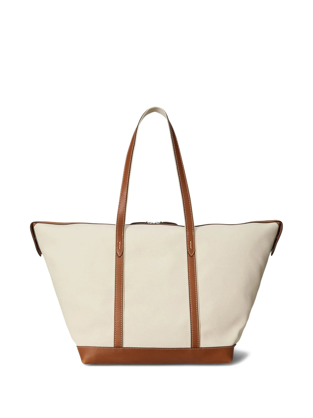 Ralph Lauren Bellport Leather-trimmed Canvas Tote Bag in Ecru/Cuoio – alternate view