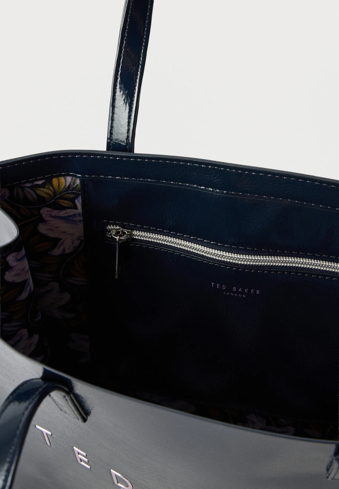 Ted Baker Camryyn 大号印花褶皱标志手袋，海军蓝 – 其他角度