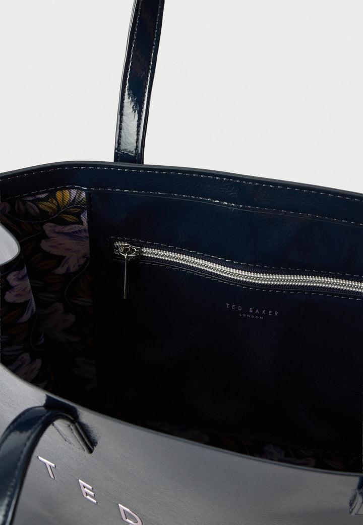 Ted Baker Camryyn 大号印花褶皱标志手袋，海军蓝 – 其他角度